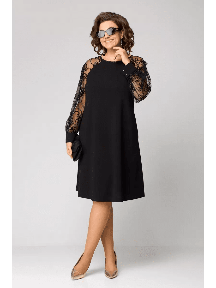 Noelie Czarna Sukienka Koronkowa Elegancka Wizytowa - Pootivo
