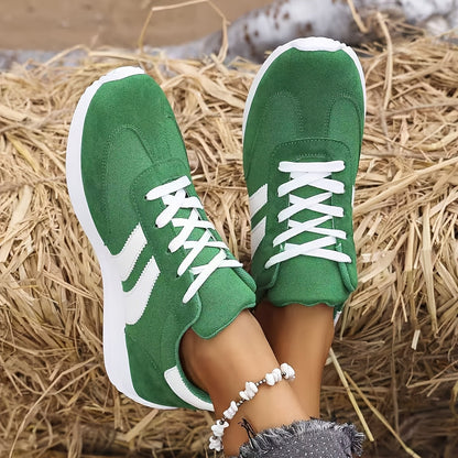 Elowen | Zamszowe Sneakersy w Stylu Retro na Grubej Podeszwie