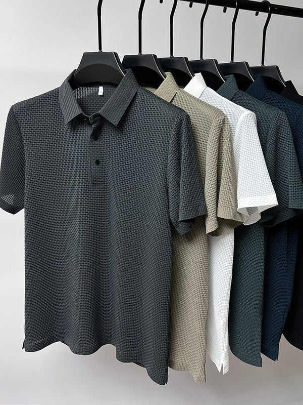 Blake Heren Poloshirt Met Wafelpatroon – Ademend en Licht, Geschikt Voor Golf en Tennis, Met Kraag - Pootivo