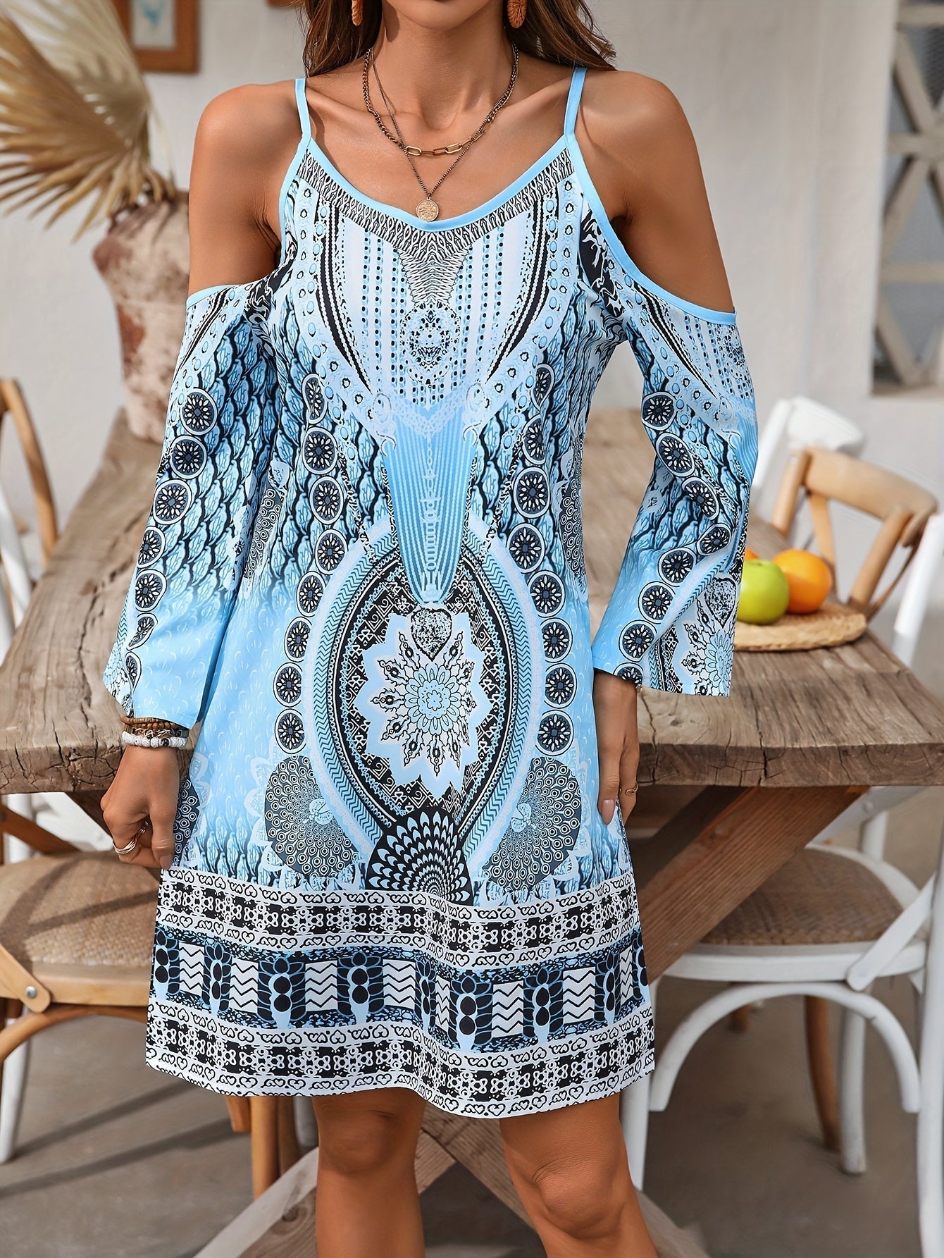 Camila | Boho Sukienka Letnia z Odkrytymi Ramionami - Pootivo