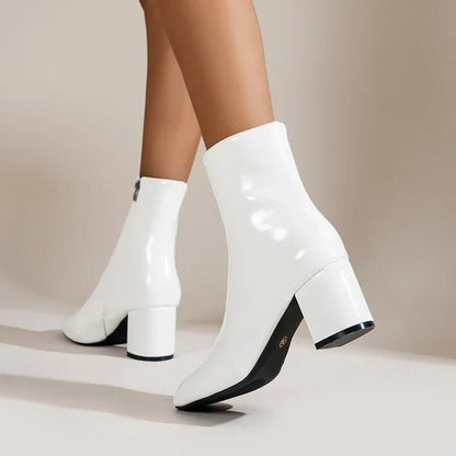 Carvée Botki Damskie na Obcasie Kozaki do Kostki na Słupku - Pootivo