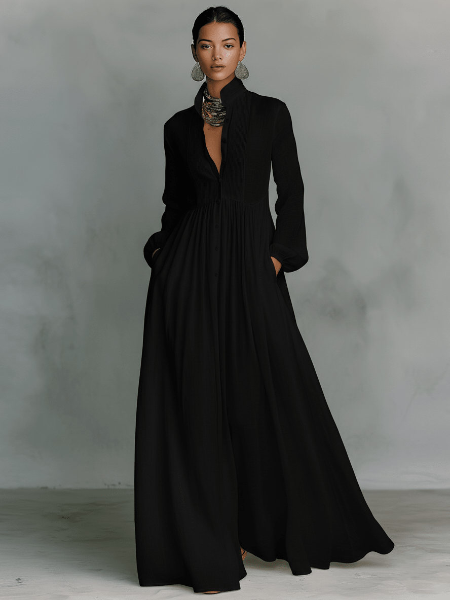Chloe | Minimalistyczna Lniana Sukienka Maxi - Pootivo