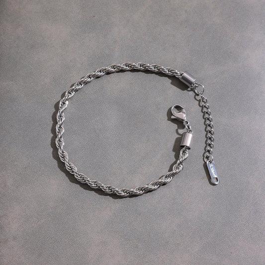 Cole | Srebrna Skręcana Bransoletka Rope - Pootivo