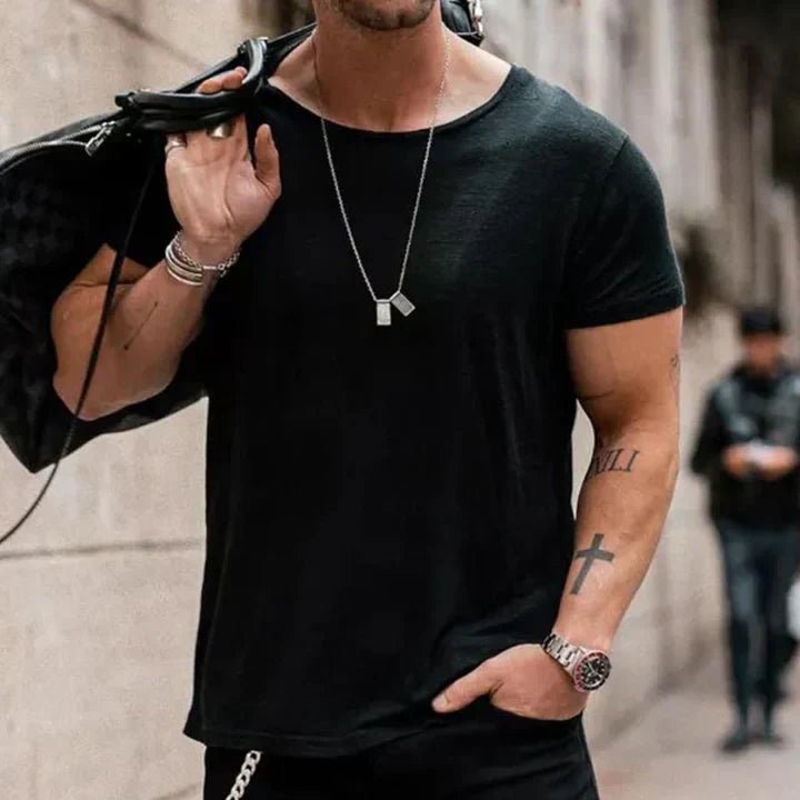 Dalven | T-shirt Męski Oversize z Okrągłym Dekoltem – Lekka Koszulka Casual - Pootivo