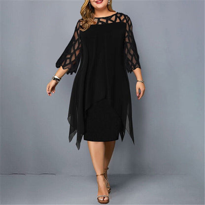 Darée Sukienka Wieczorowa Plus Size Elegancka dla Puszystych z Rękawem - Pootivo