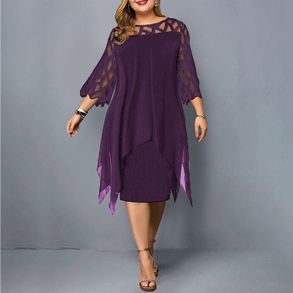 Darée Sukienka Wieczorowa Plus Size Elegancka dla Puszystych z Rękawem - Pootivo
