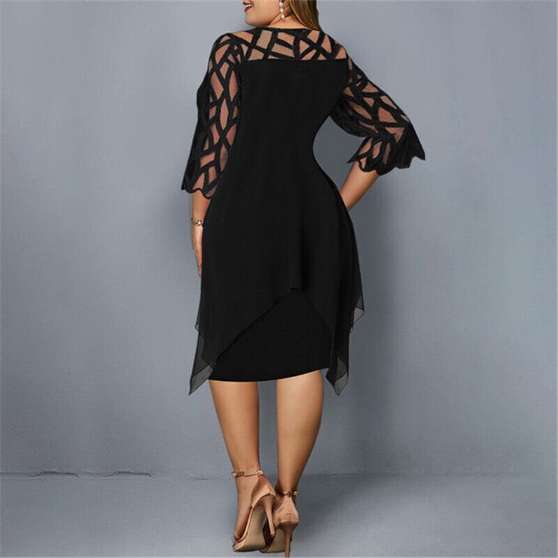 Darée Sukienka Wieczorowa Plus Size Elegancka dla Puszystych z Rękawem - Pootivo