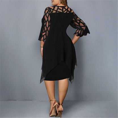 Darée Sukienka Wieczorowa Plus Size Elegancka dla Puszystych z Rękawem - Pootivo