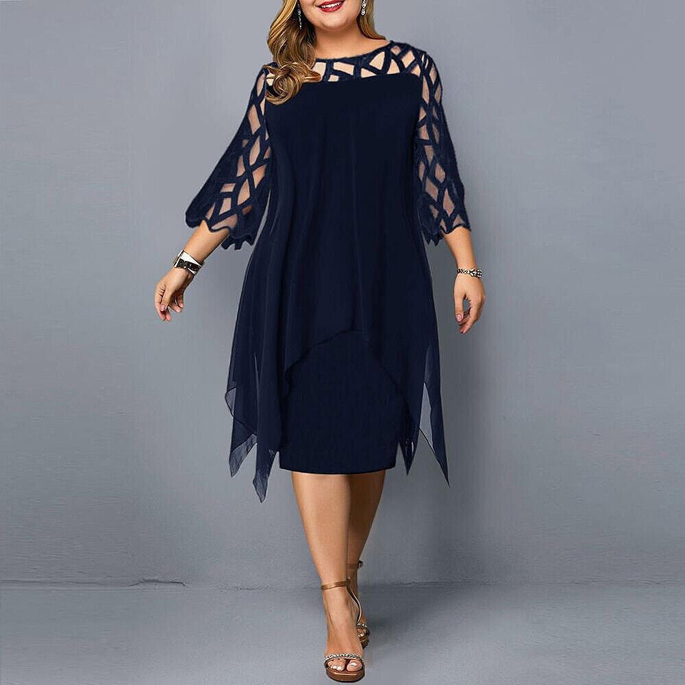 Darée Sukienka Wieczorowa Plus Size Elegancka dla Puszystych z Rękawem - Pootivo