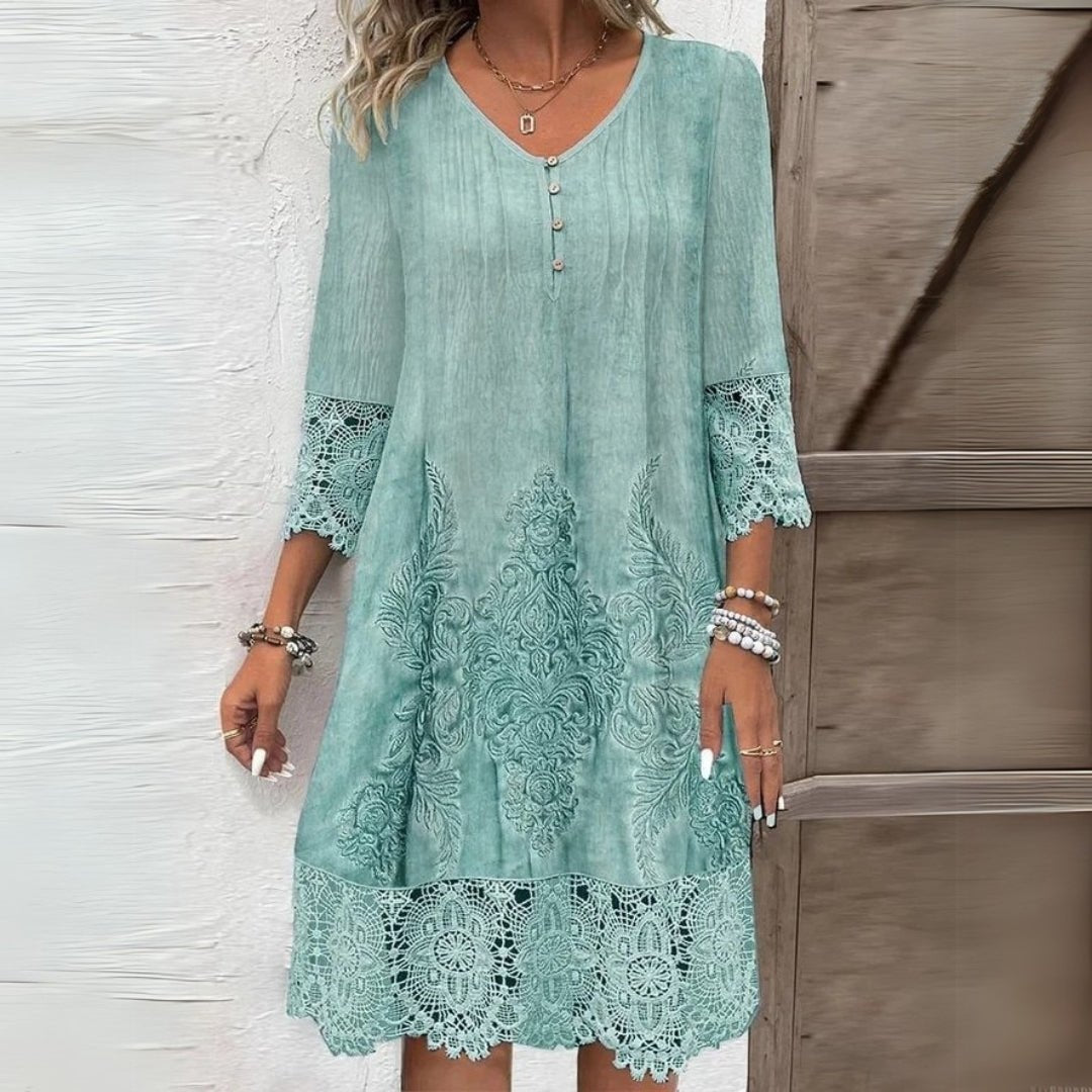 Elena Sukienka Boho Midi Haftowana Koronkowa - Pootivo