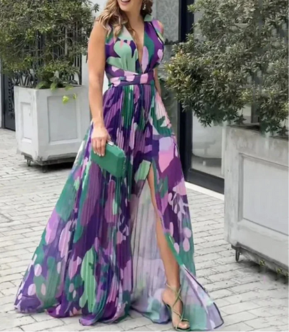 Elena | Wzorzysta Zwiewna Sukienka Maxi - Pootivo