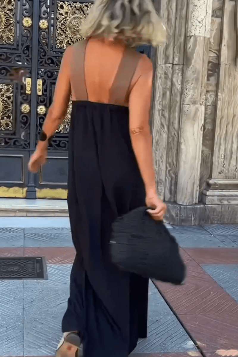 Fallon | Krzyżowana Sukienka Maxi Na Ramiączkach Bez Rękawów - Pootivo