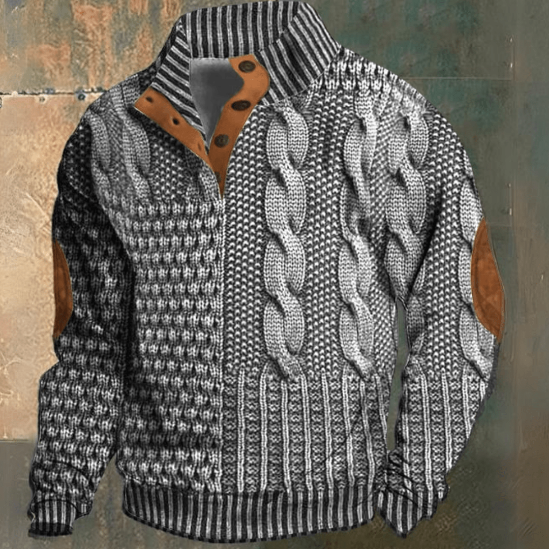 Holden | Warkoczowy Zimowy Sweter Męski ze Stójką - Pootivo