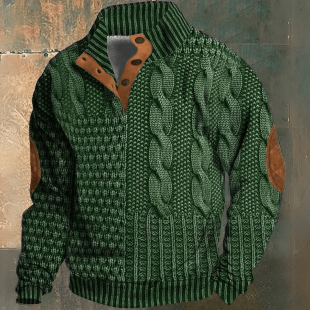 Holden | Warkoczowy Zimowy Sweter Męski ze Stójką - Pootivo