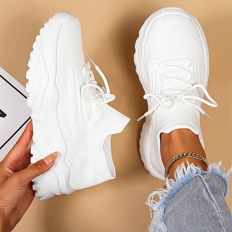 Kloriva Sneakersy Damskie na Platformie – Lekkie Buty Wsuwane z Oddychającą Cholewką i Wkładką - Pootivo