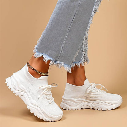 Kloriva Sneakersy Damskie na Platformie – Lekkie Buty Wsuwane z Oddychającą Cholewką i Wkładką - Pootivo