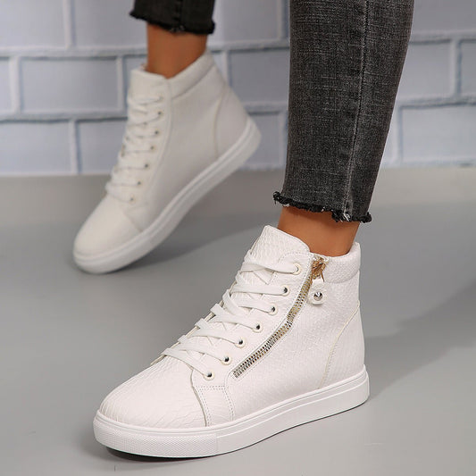 Levira | Sneakersy Damskie Wysokie z Zamkiem – Trampki za Kostkę - Pootivo