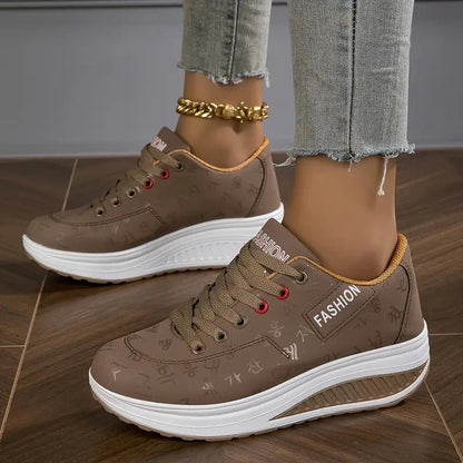 Manvia Sneakersy Damskie na Platformie z Antypoślizgową Podeszwą i Sznurowaniem – Lekkie Przewiewne Buty - Pootivo
