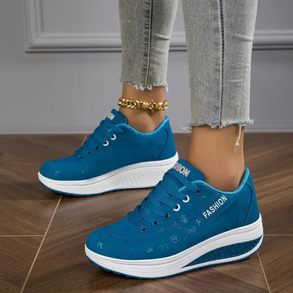 Manvia Sneakersy Damskie na Platformie z Antypoślizgową Podeszwą i Sznurowaniem – Lekkie Przewiewne Buty - Pootivo