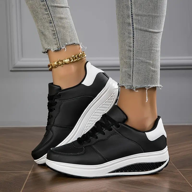 Manvia Sneakersy Damskie na Platformie z Antypoślizgową Podeszwą i Sznurowaniem – Lekkie Przewiewne Buty - Pootivo