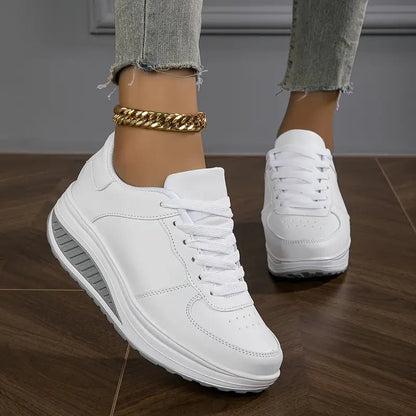 Manvia Sneakersy Damskie na Platformie z Antypoślizgową Podeszwą i Sznurowaniem – Lekkie Przewiewne Buty - Pootivo