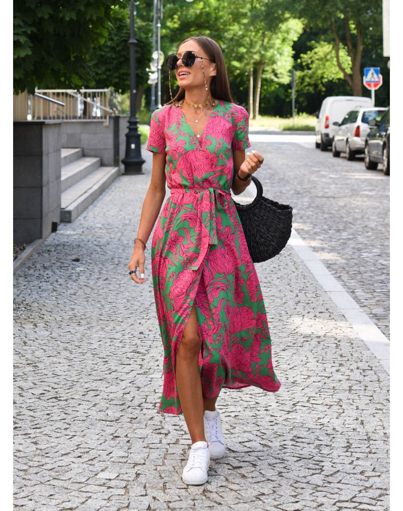 Mirelle Sukienka Kopertowa Midi W Kwiaty Letnia - Pootivo