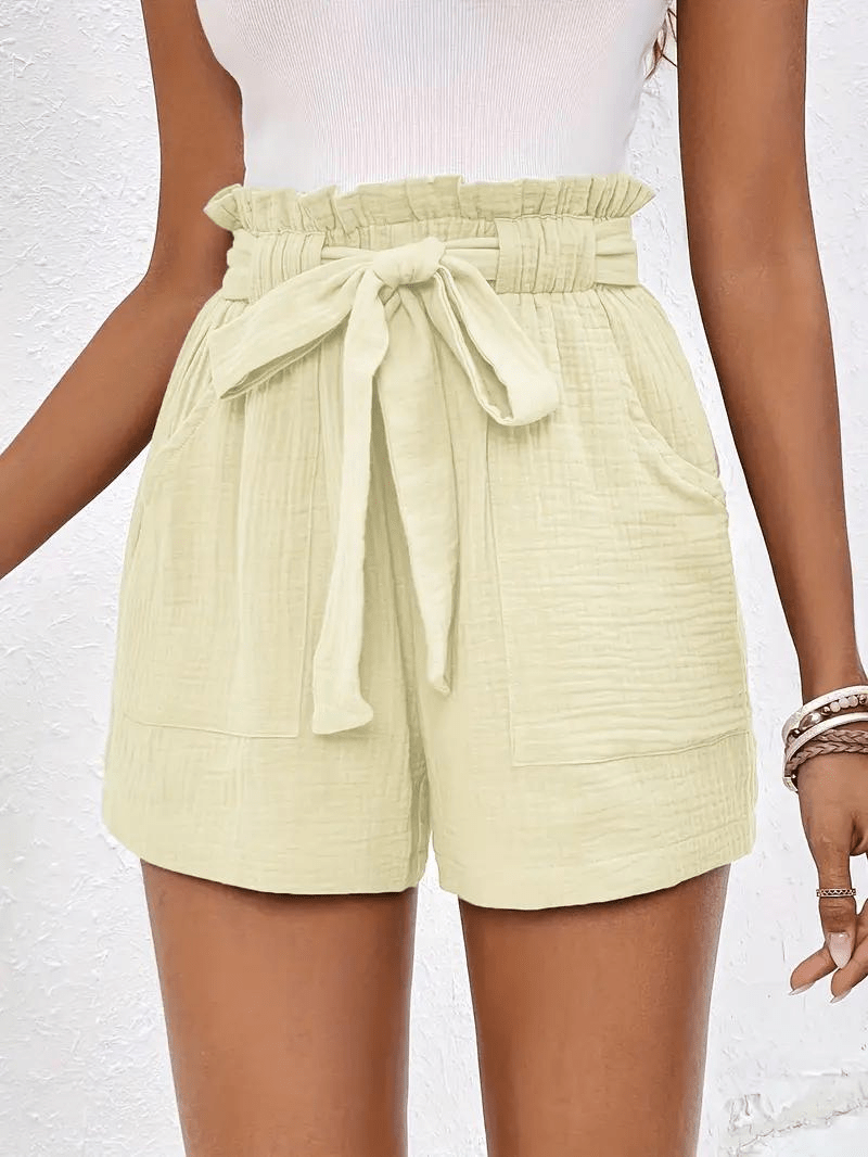Nola | Luźne Wysokie Szorty Z Wiązaniem Letnie - Pootivo