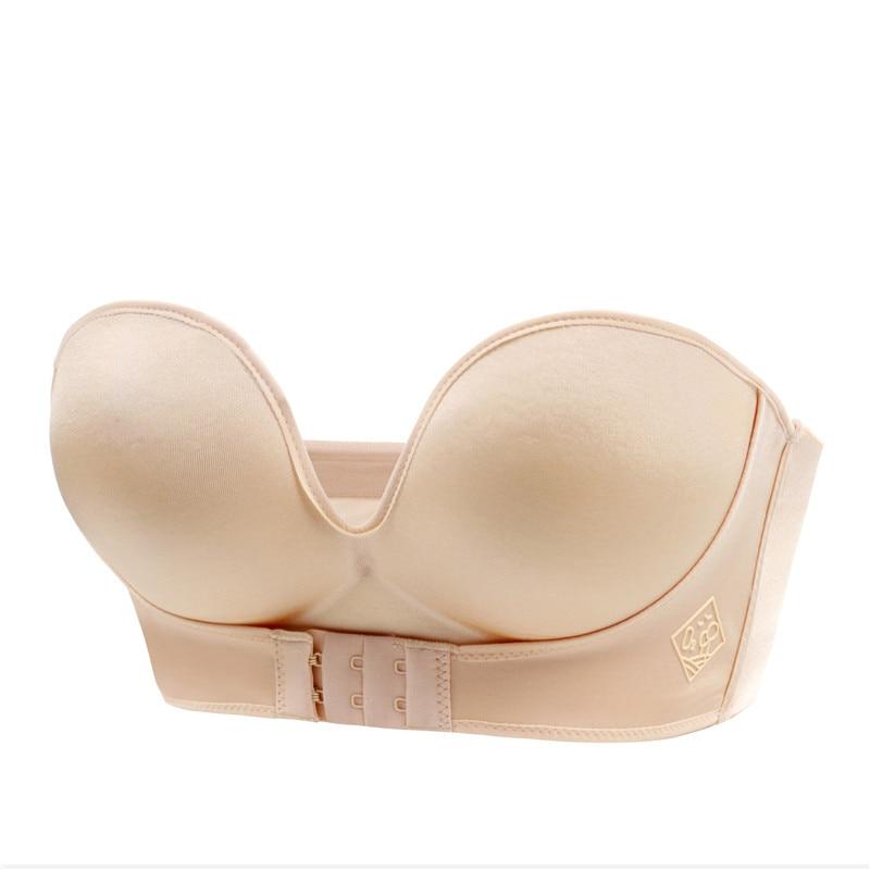 Nuvelia Biustonosz bez Ramiączek Push - Up Damski – Strapless Stanik z Zapięciem z Przodu i Efektem Push - Up - Pootivo