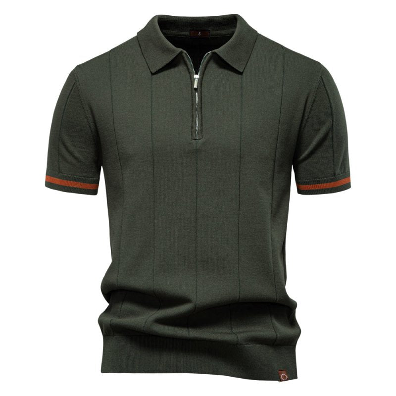 Owen Koszulka Polo Męska Dzianina – Elegancka Polo z Zamkiem Bawełna Prążkowana - Pootivo