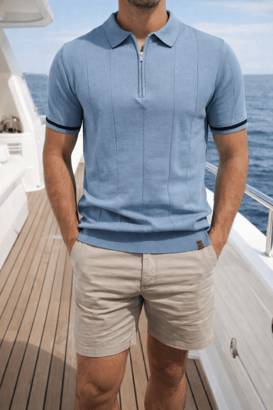 Owen Koszulka Polo Męska Dzianina – Elegancka Polo z Zamkiem Bawełna Prążkowana - Pootivo