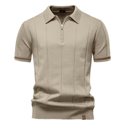 Owen Koszulka Polo Męska Dzianina – Elegancka Polo z Zamkiem Bawełna Prążkowana - Pootivo