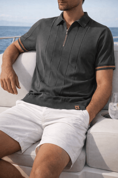 Owen Koszulka Polo Męska Dzianina – Elegancka Polo z Zamkiem Bawełna Prążkowana - Pootivo