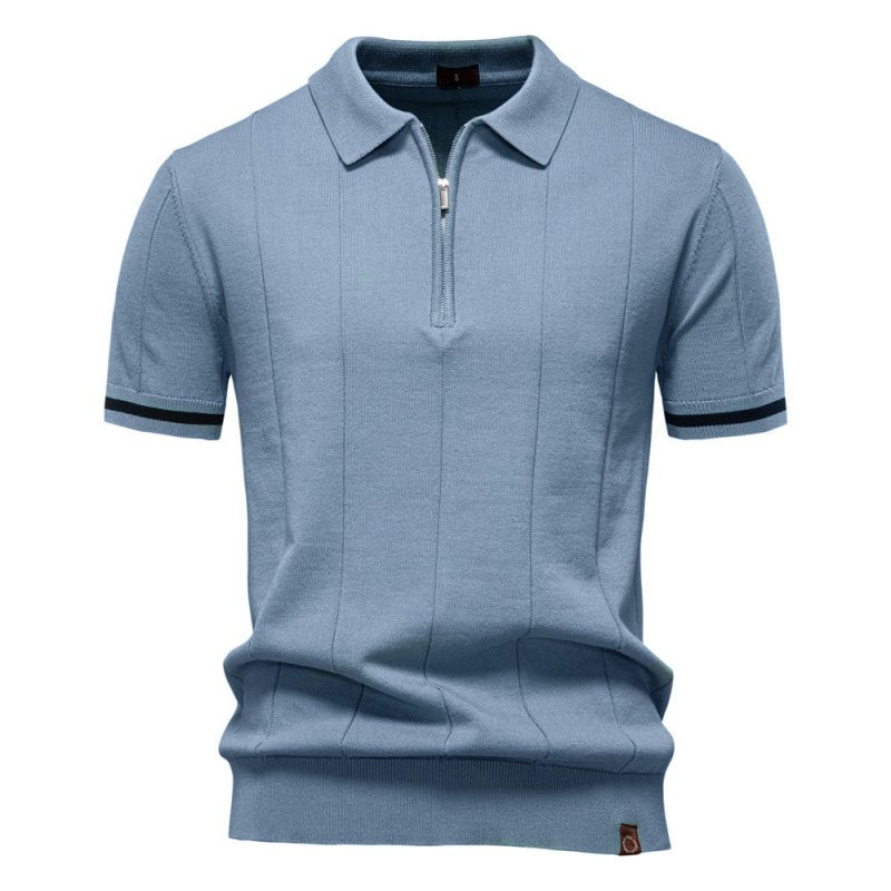Owen Koszulka Polo Męska Dzianina – Elegancka Polo z Zamkiem Bawełna Prążkowana - Pootivo