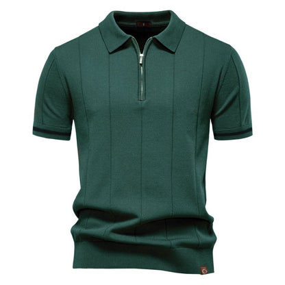 Owen Koszulka Polo Męska Dzianina – Elegancka Polo z Zamkiem Bawełna Prążkowana - Pootivo