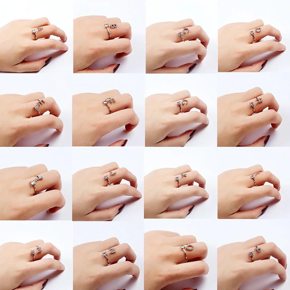 Presley | Regulowany Otwarty Pierścionek z Inicjałem - Pootivo