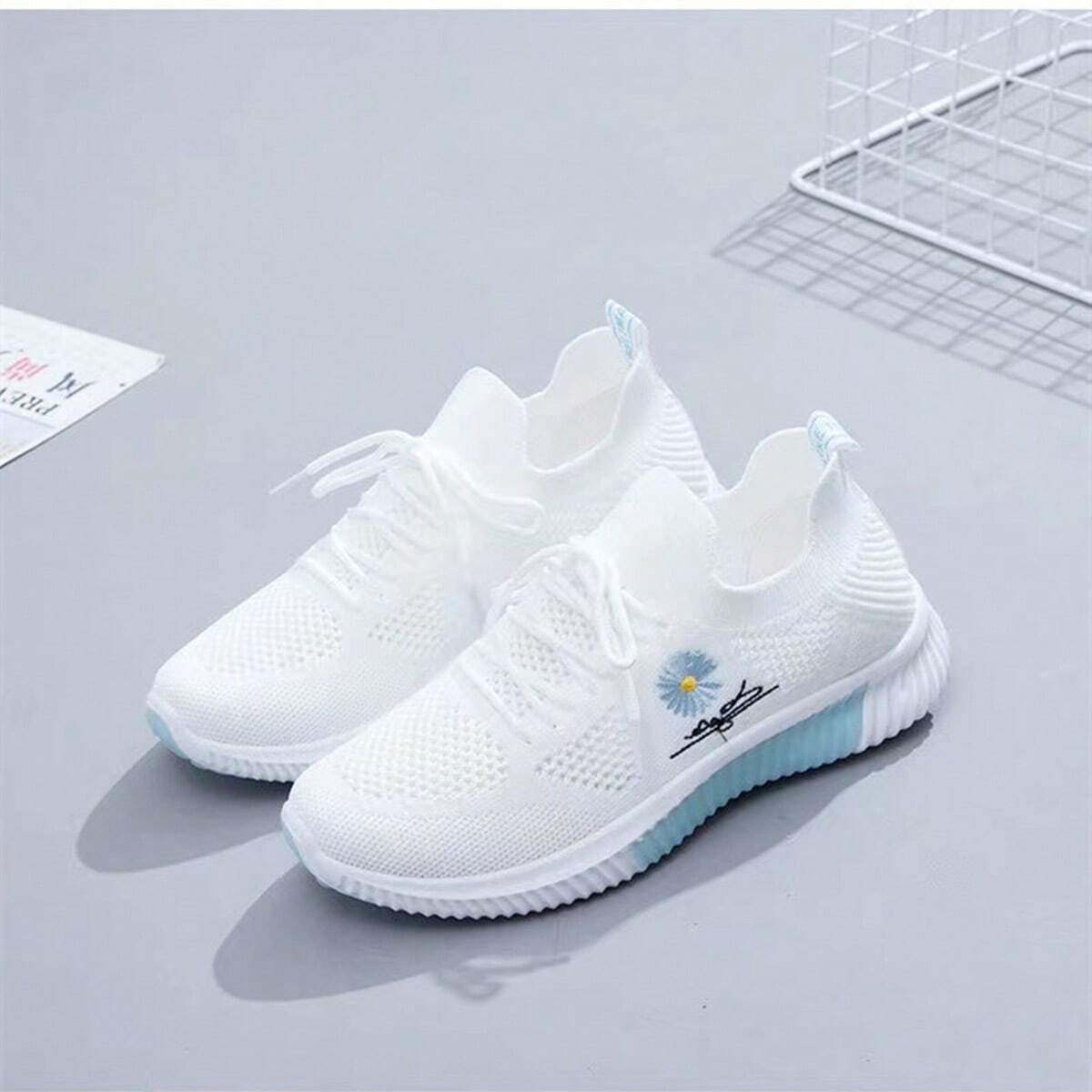 Rivèa Buty Sportowe Damskie Sneakersy z Haftem Lekkie Adidasy - Pootivo