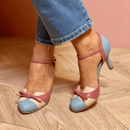 Rosève | Sandały Damskie na Obcasie z Kokardą – Eleganckie Color Block z Paskiem - Pootivo