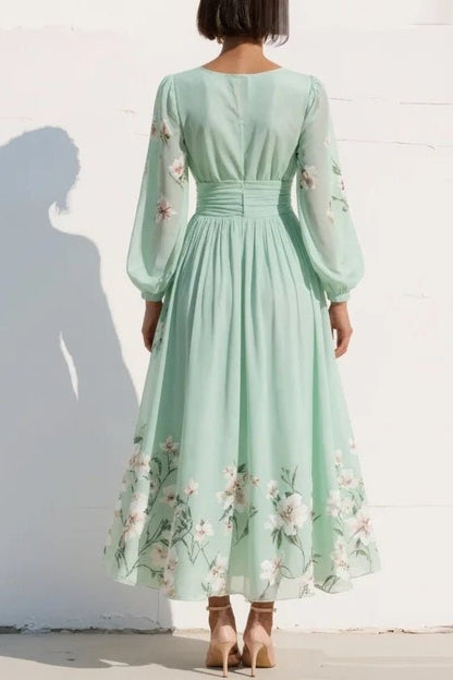 Scarlett | Plisowana Kwiecista Sukienka Maxi - Pootivo