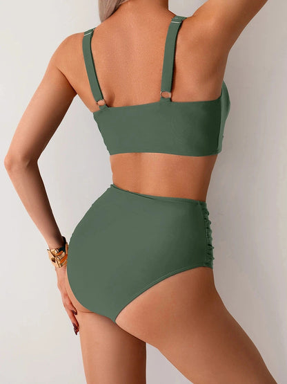 Seralyn Bikini Damskie Wysoki Stan Dwuczęściowy Strój Kąpielowy - Pootivo