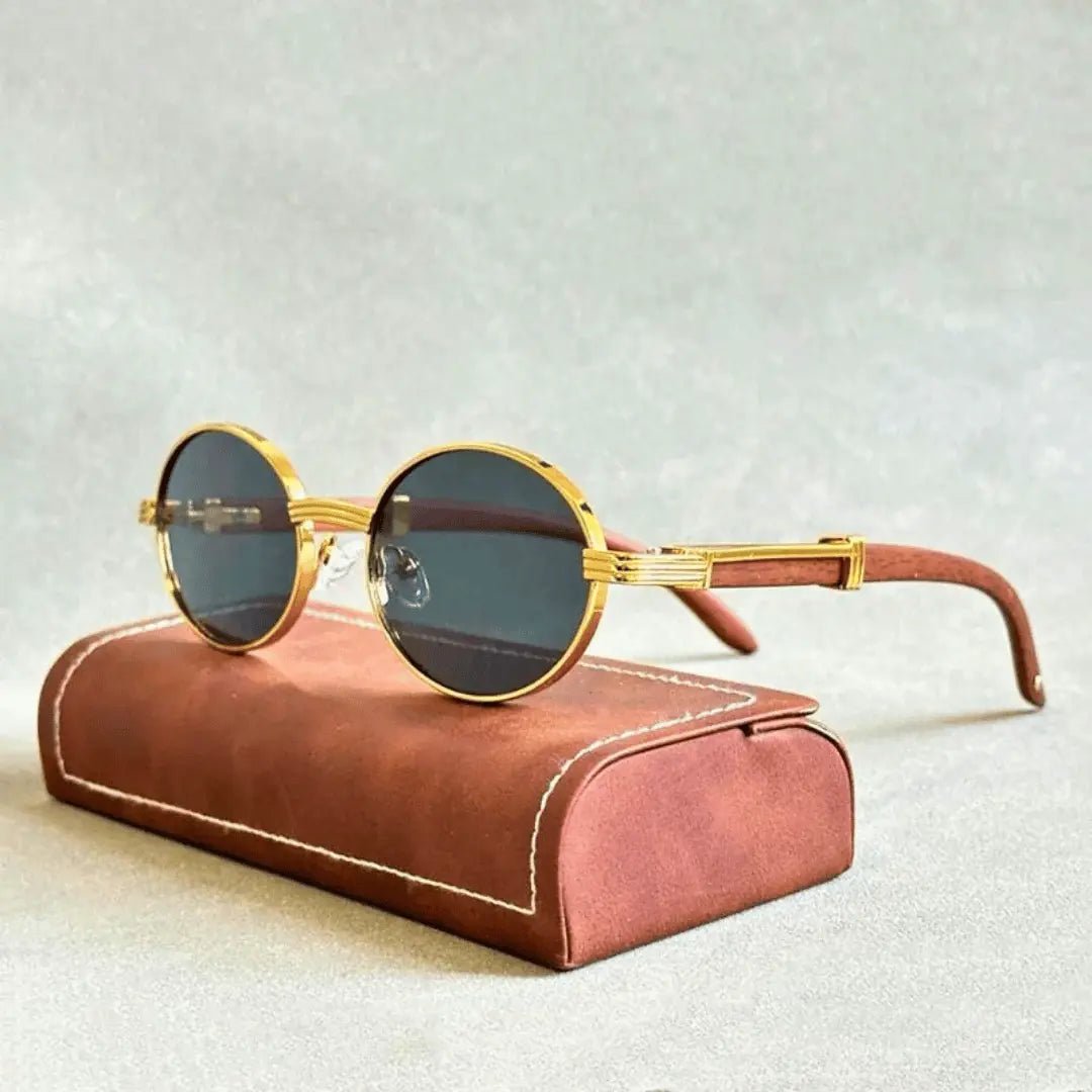 Solène | Okulary Przeciwsłoneczne Retro Okrągłe – Złota Oprawka Vintage - Pootivo