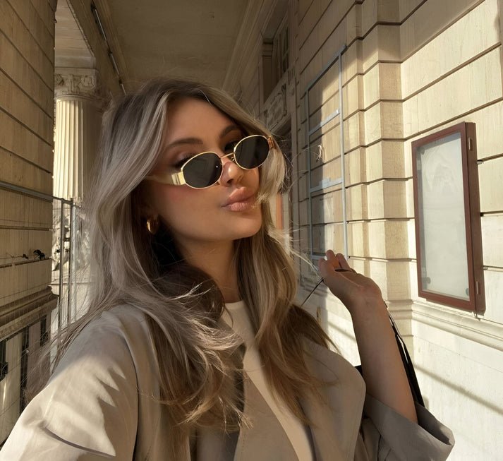 Solèvra Okulary Przeciwsłoneczne Damskie Owalne – Retro Okulary Słoneczne z Metalową Oprawką UV400 - Pootivo